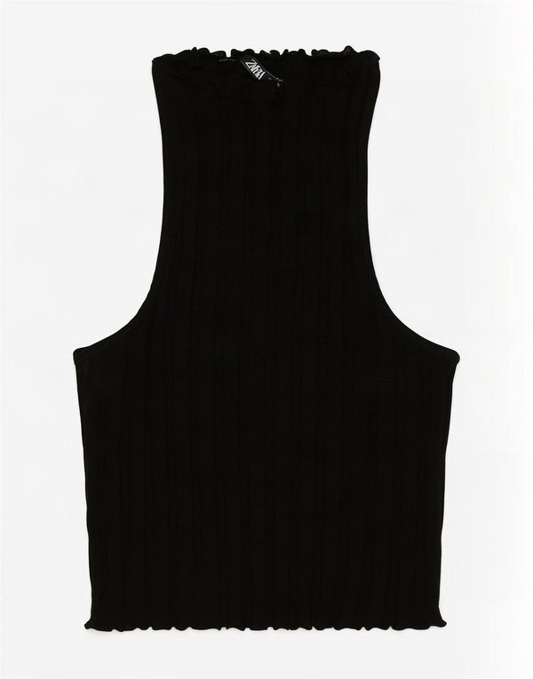 Zara Mujer Chaleco Top UK 8 Small Negro