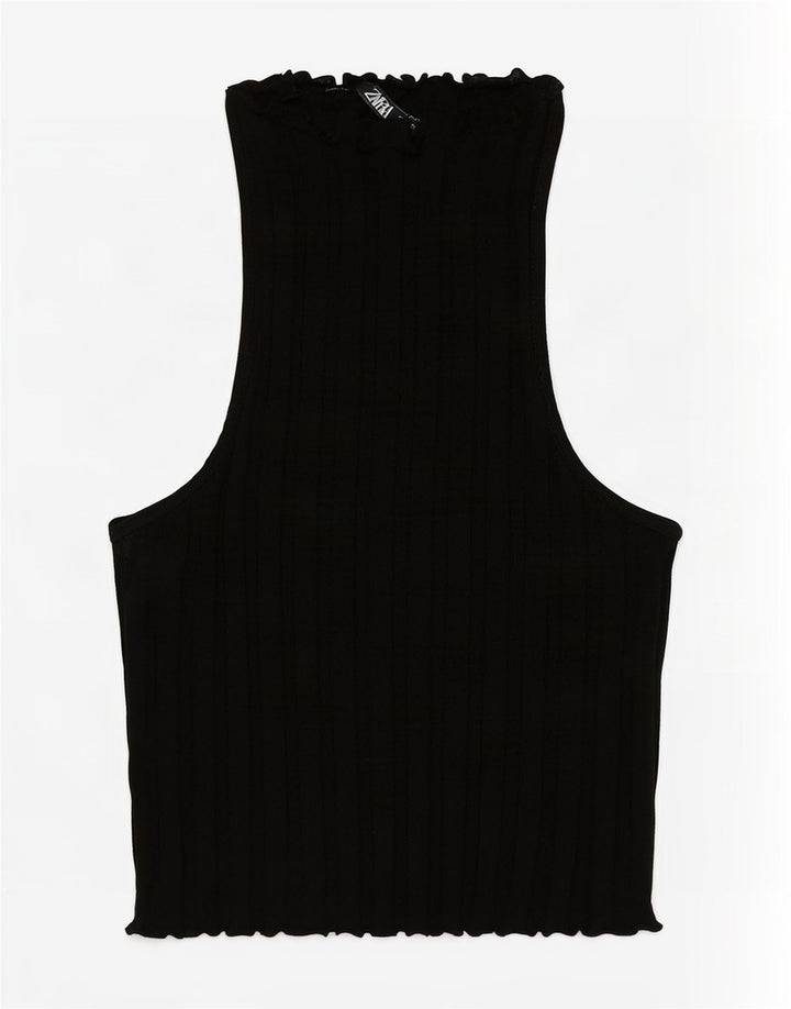 Zara Mujer Chaleco Top UK 8 Small Negro