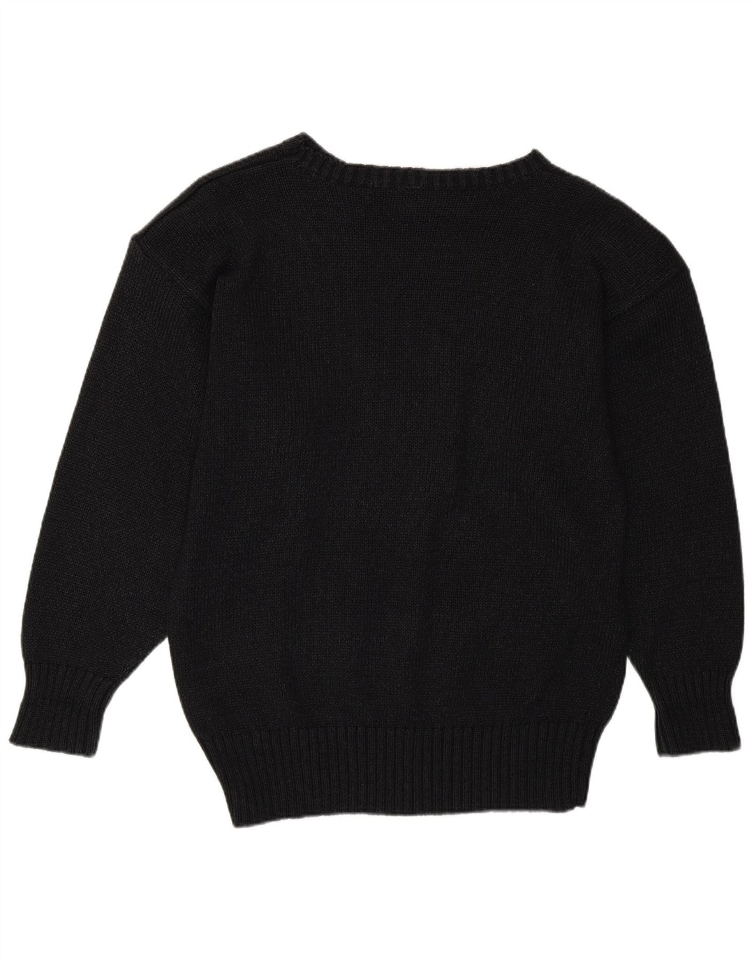 Vintage mujer barco cuello jersey suéter Reino Unido 14 algodón negro medio