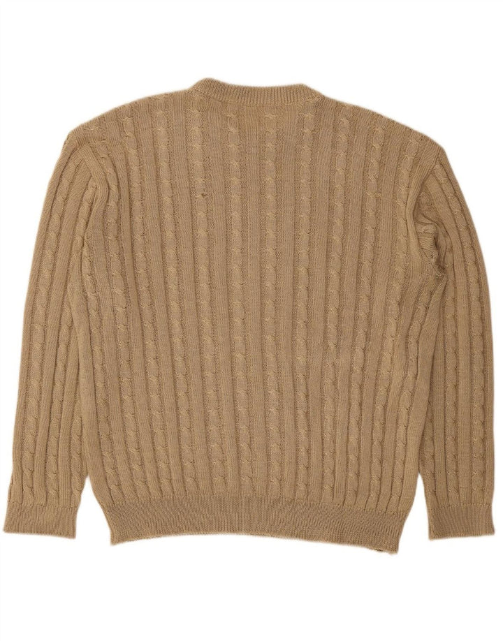 VINTAGE Mens Crew Neck Jumper Sweater Large Beige