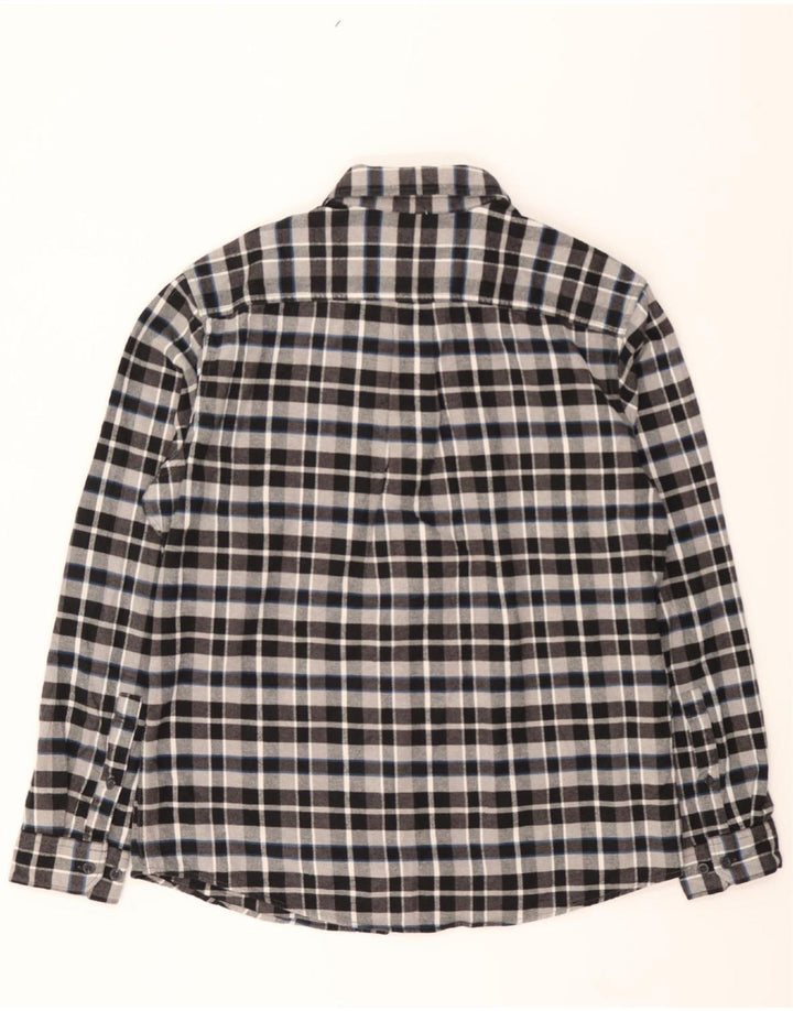 EDDIE BAUER Mens Classic Fit Flannel Shirt Large Grey Check Cotton Vintage Eddie Bauer and Second-Hand Eddie Bauer from Messina Hembry 