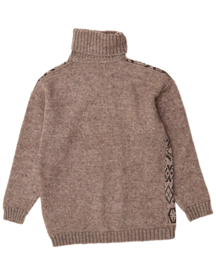 Dream Mens Roll Neck Jumper Sweater Grande Marrón Geométrico