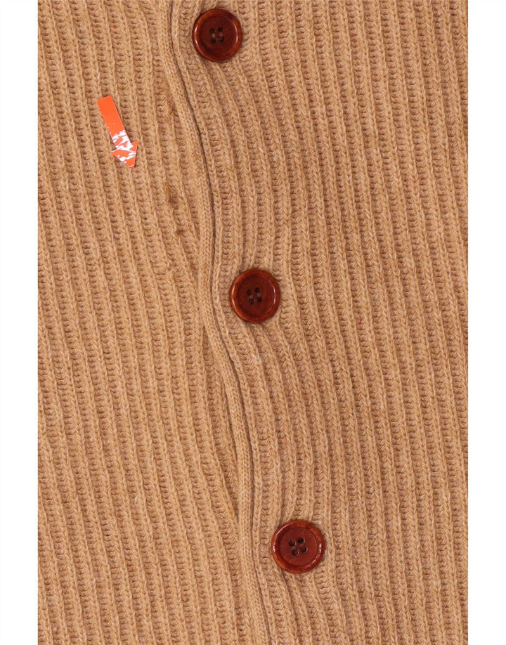 Navigare Cárdigan para hombre de lana de cordero beige grande