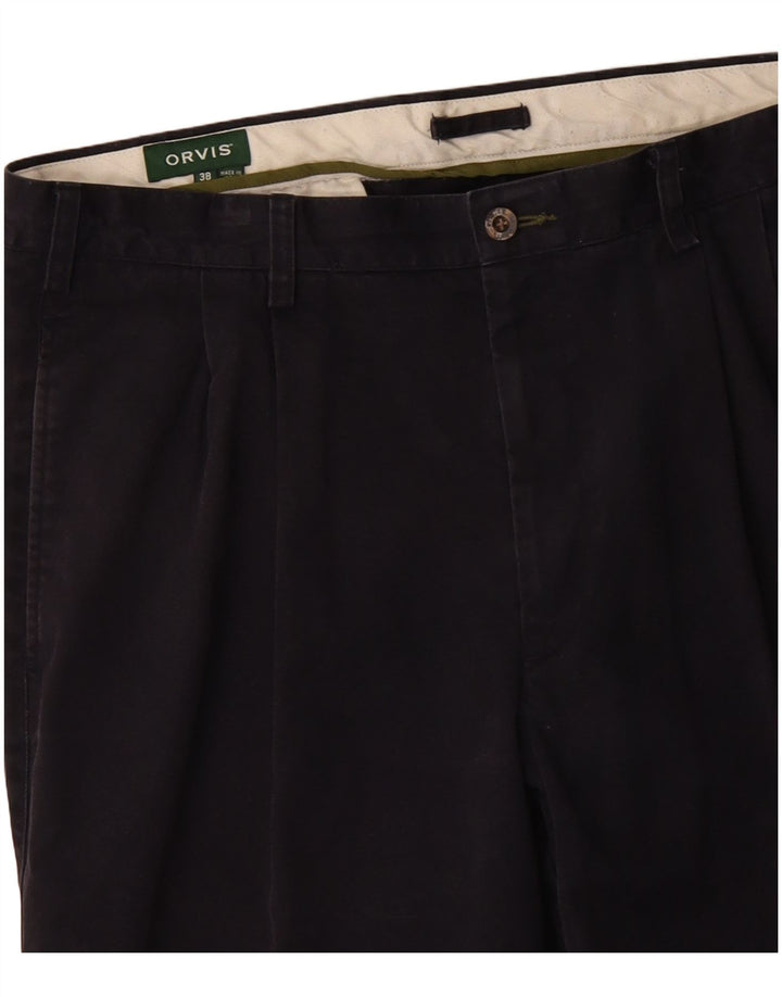 ORVIS Pantalón chino con pinzas para hombre W38 L29 Algodón azul marino