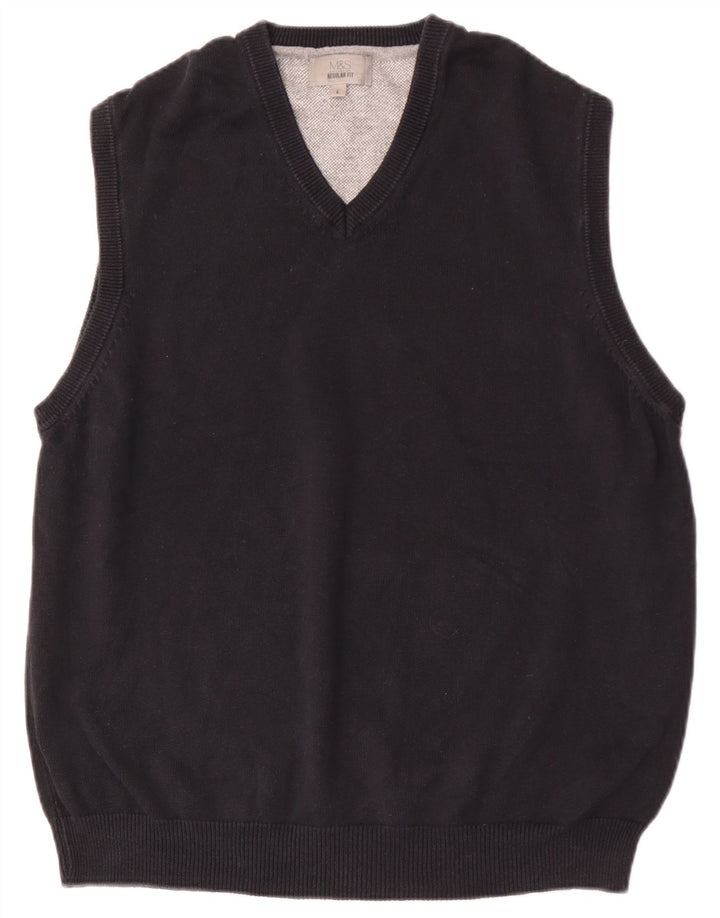 Marks & Spencer - Camiseta sin mangas para hombre, ajuste regular, talla grande, algodón negro