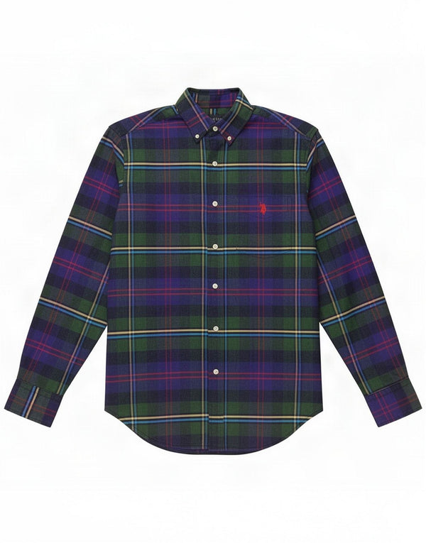 U.S. Asociación de Polo. Camisa para hombre Mediana Algodón a cuadros multicolor