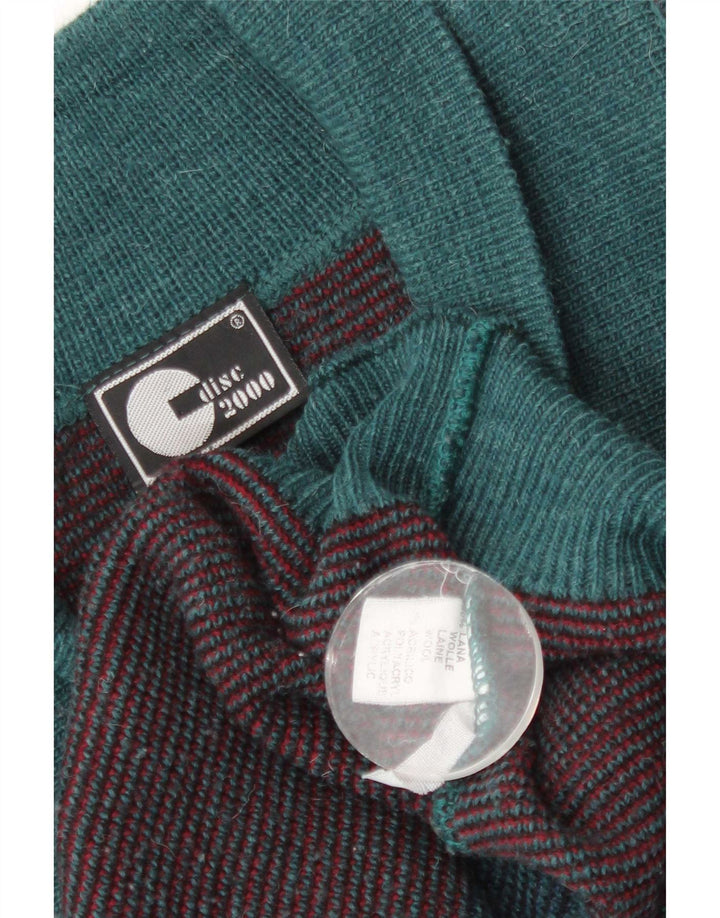 Vintage hombres Cardigan suéter XL verde lana geométrica