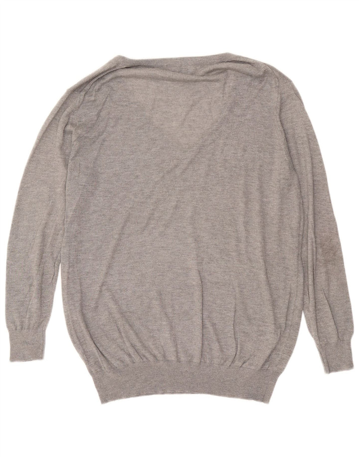 Zara Mujer Jersey Oversize con Cuello en V UK 44 Gris Medio