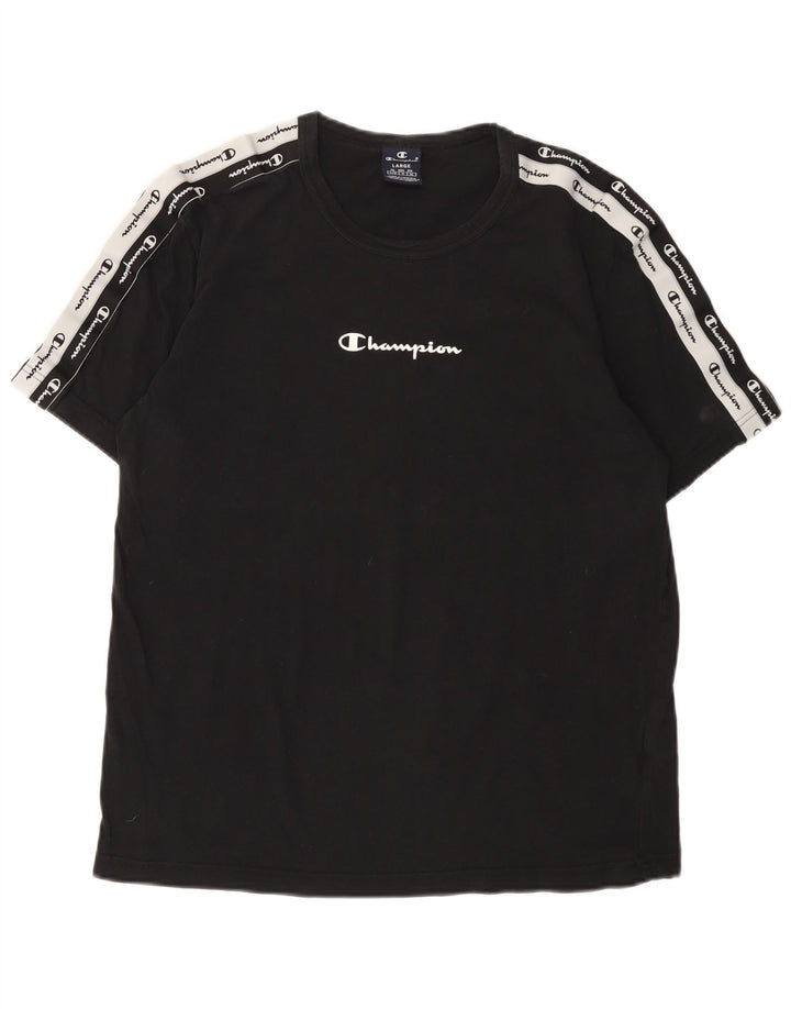 Champion Camiseta gráfica para hombre Top grande de algodón negro