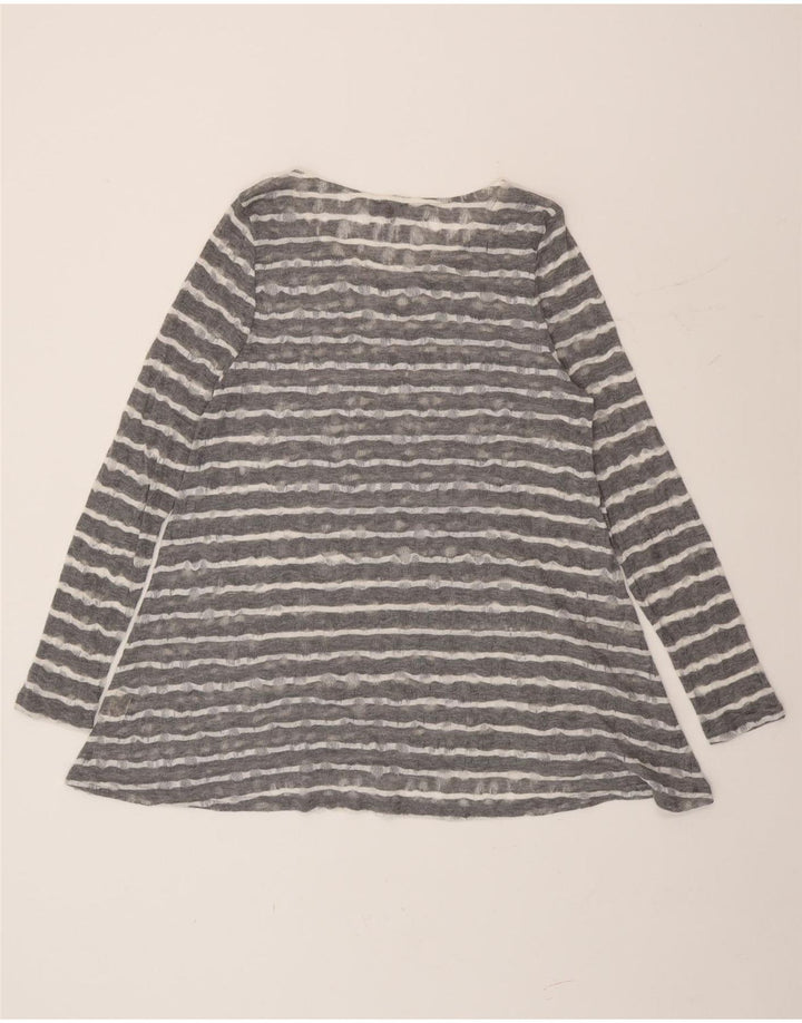 Phase Eight Top tipo túnica de manga larga para mujer UK 44 Gris medio a rayas