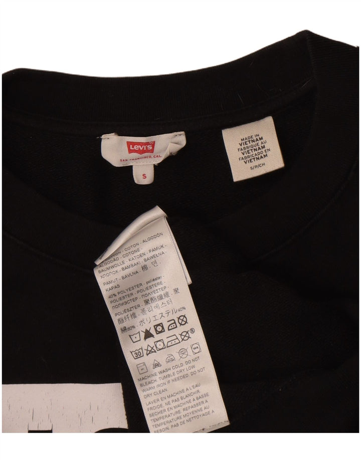 Levi's Sudadera de gran tamaño con gráfico para mujer, talla 10, algodón negro pequeño