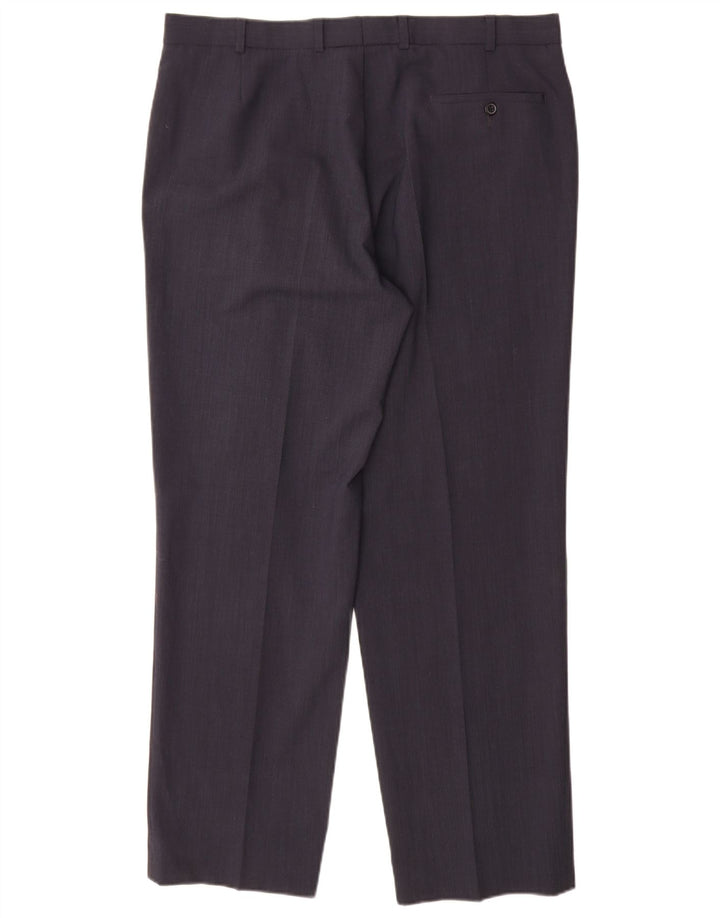 Marks & Spencer Pantalón de traje recto para hombre W38 L31 Poliéster azul marino