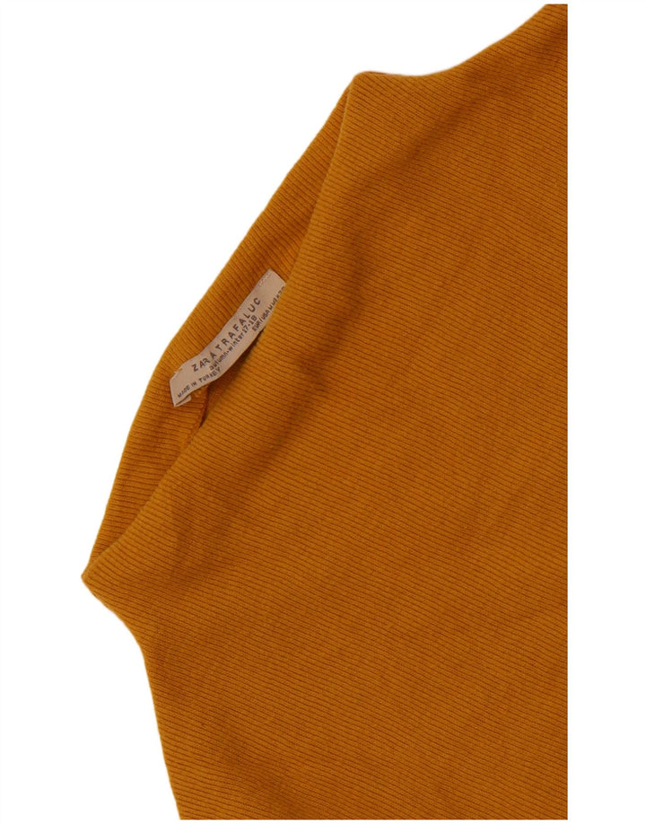 Zara Mujer Crop Turtle Neck Jumper Sweater UK 12 Medium Amarillo