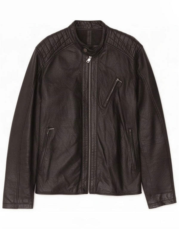 Conbipel Chaqueta de cuero para hombre Talla 50 Grande Negro