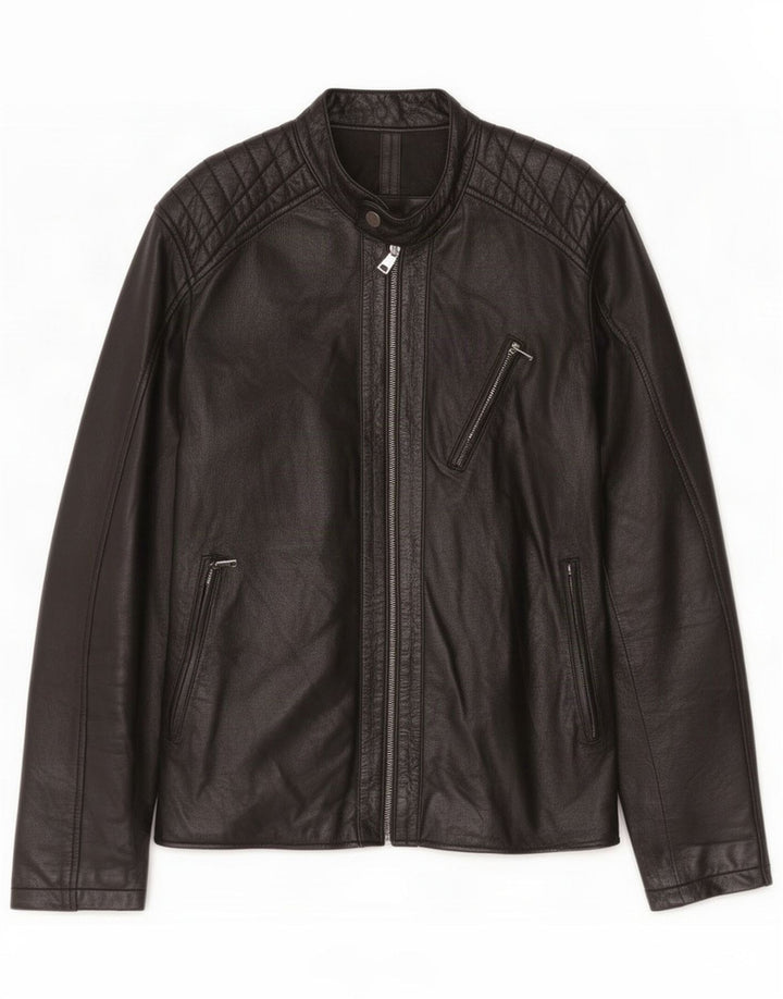 Conbipel Chaqueta de cuero para hombre Talla 50 Grande Negro