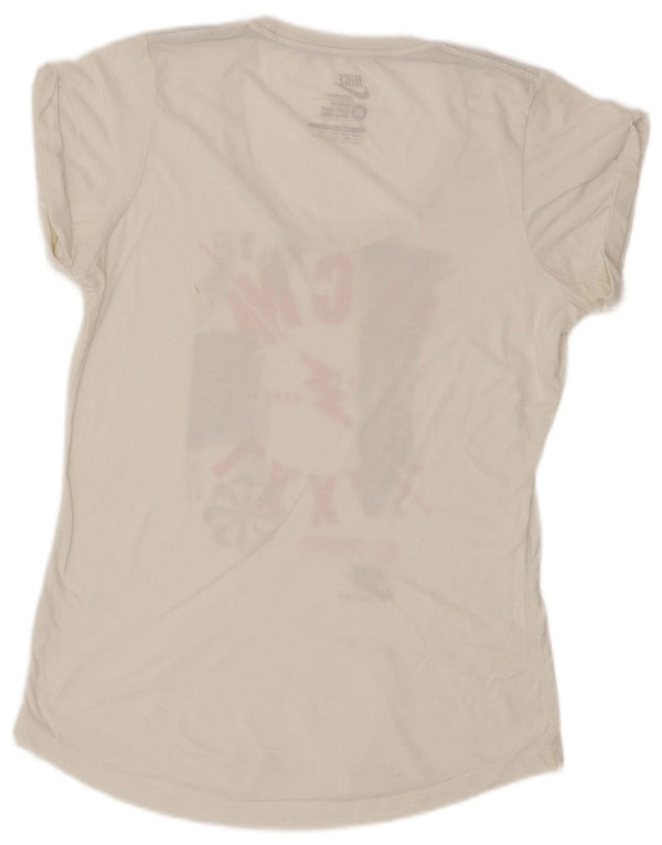NIKE Womens Loose Fit Graphic T-Shirt Top UK 14 Medium Off White