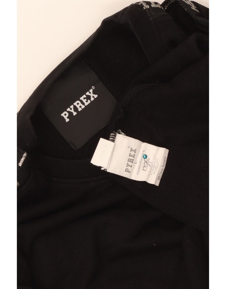 PYREX Mujer Crop Graphic Sudadera Jumper UK 40 Grande Algodón Negro