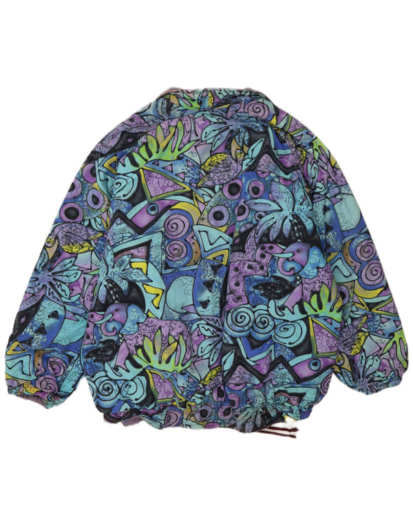 Vintage hombres cortavientos chaqueta Reino Unido 38 medio multicolor geométrico