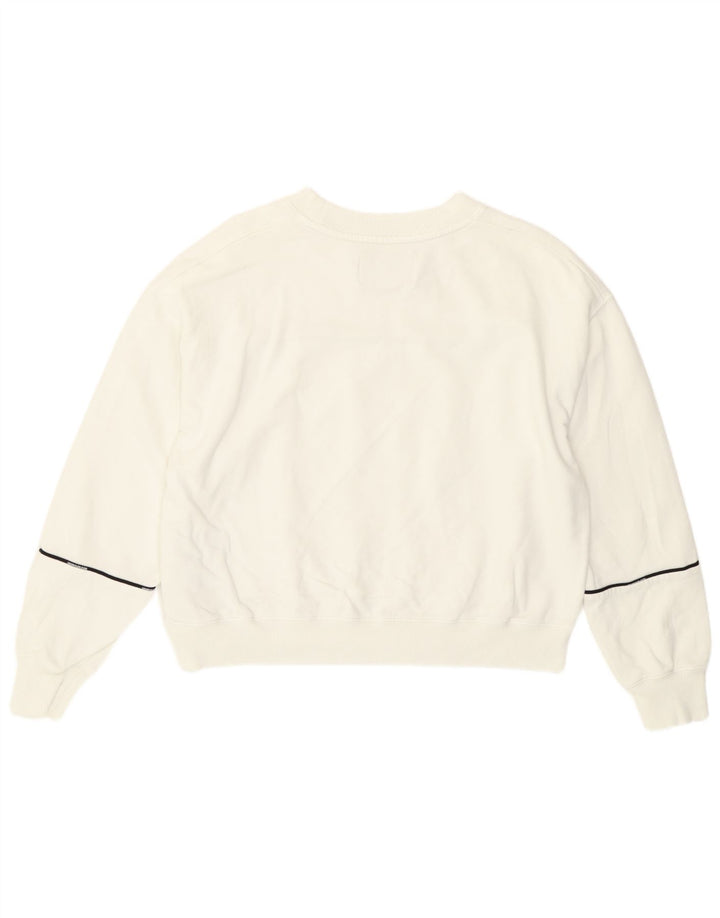 Calvin Klein - Sudadera corta para mujer, talla 40, tamaño mediano, color blanco a rayas
