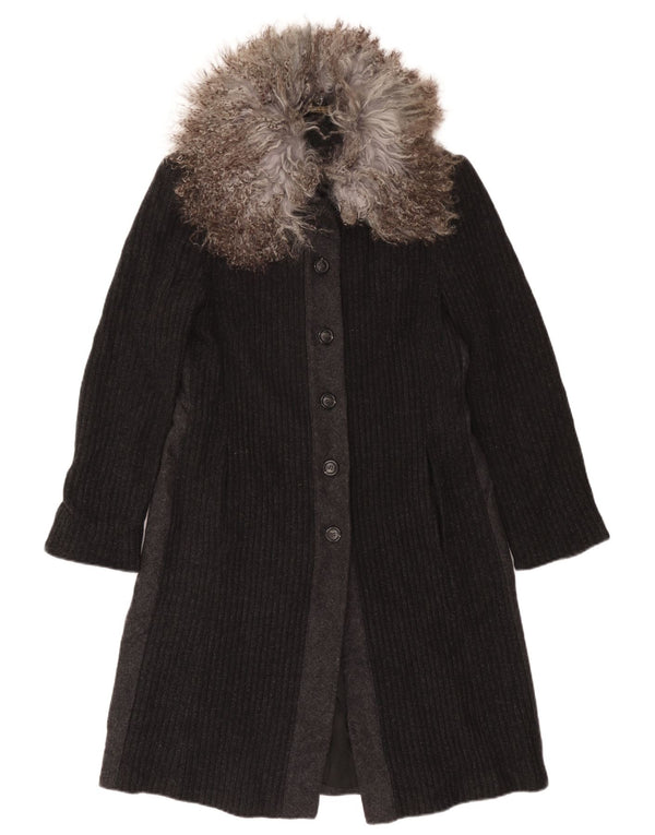 Misto Abrigo de punto para mujer UK 10 Small Grey Colourblock Wool