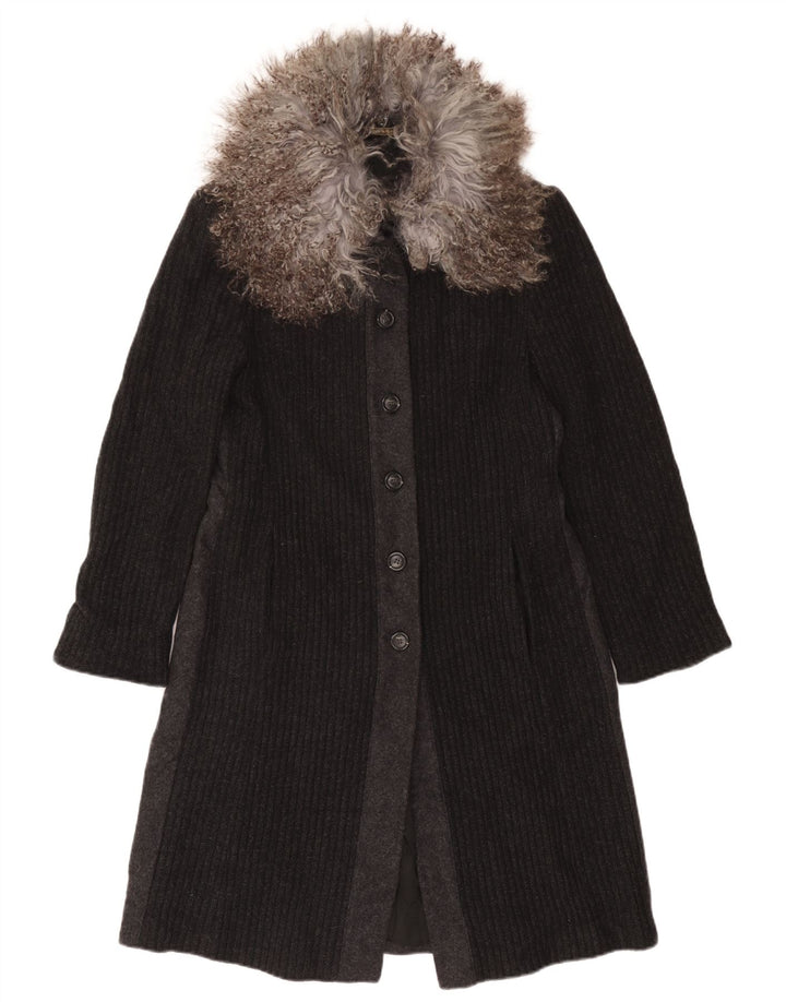 Misto Abrigo de punto para mujer UK 10 Small Grey Colourblock Wool