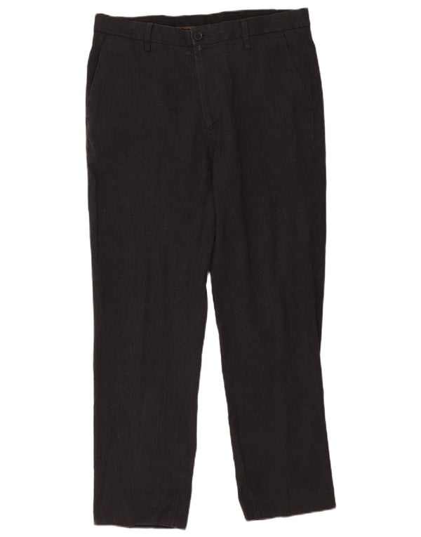 Marks & Spencer Pantalones de traje rectos a medida para hombre W34 L29 Poliéster gris
