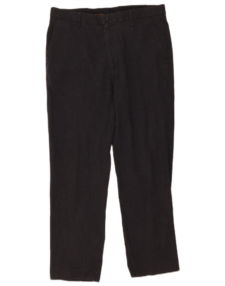 Marks & Spencer Pantalones de traje rectos a medida para hombre W34 L29 Poliéster gris