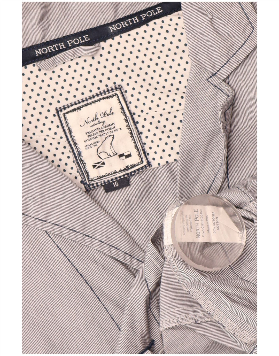 North Pole Chaqueta tipo blazer de 3 botones para mujer UK 46 Grande Algodón a rayas azules