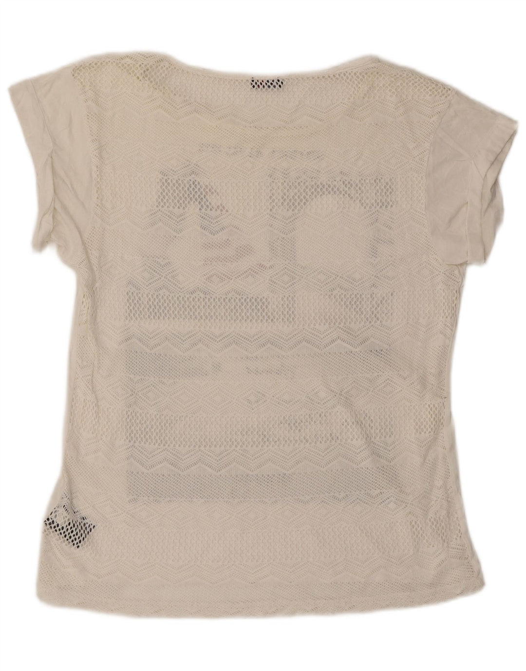 Blauer Camiseta gráfica extragrande para mujer Top UK 10 Small Off White Cotton