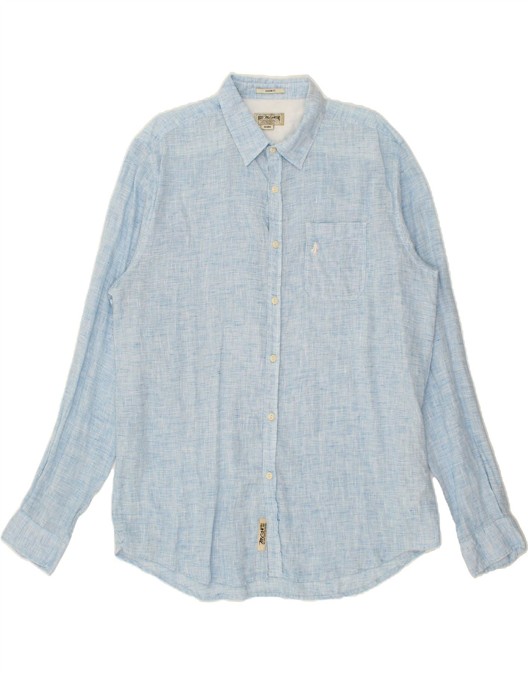 MARLBORO CLASSICS Camisa de ajuste personalizado para hombre 2XL Lino azul