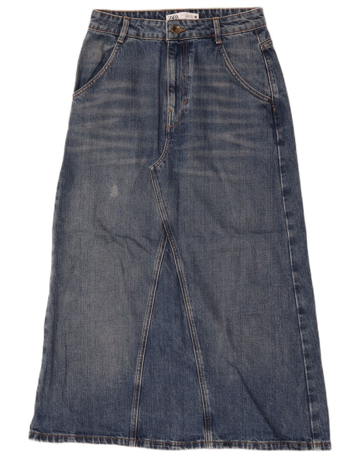 Falda Vaquera Zara Mujer Small W26 Algodón Azul