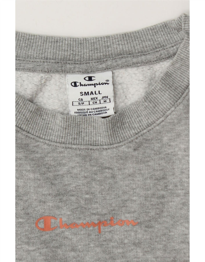 Champion Sudadera Corta De Gran Tamaño para Mujer UK 10 Small Grey Moteado