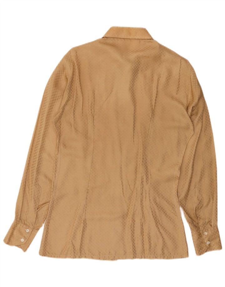 Camisa vintage para hombre pequeña marrón geométrica