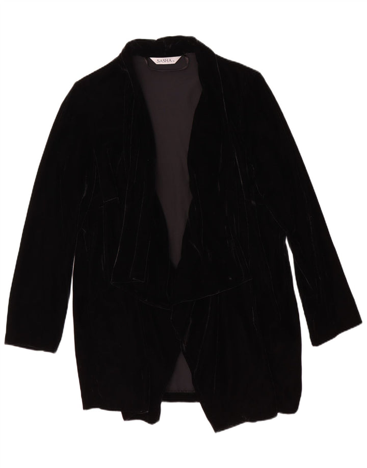 Sasha Chaqueta Blazer de Terciopelo Abierto para Mujer UK 44 Grande Viscosa Negra