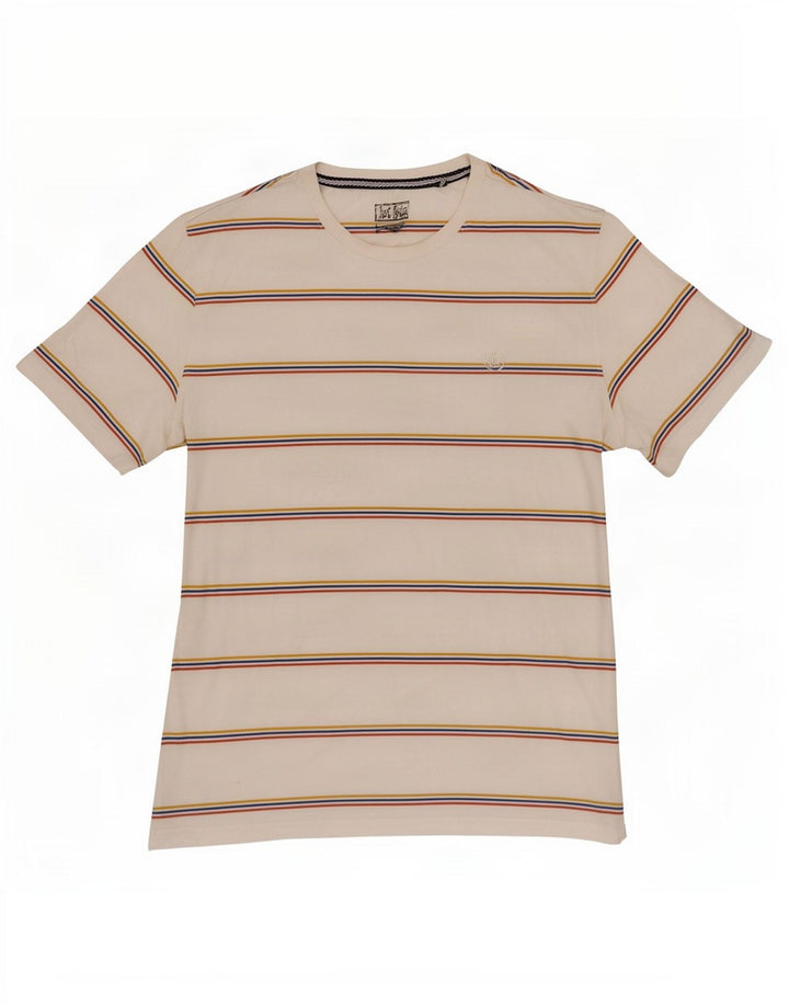 Camiseta de hombre Fat Face Top grande de algodón a rayas blancas