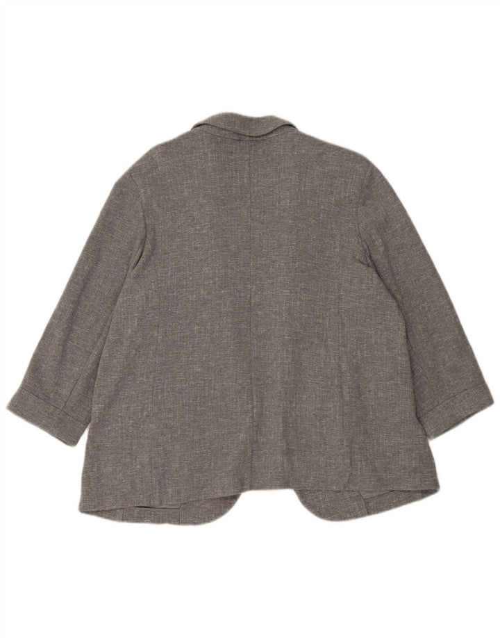 Marks & Spencer Chaqueta Americana Abierta de Manga 3/4 para Mujer UK 20 2XL Algodón Gris