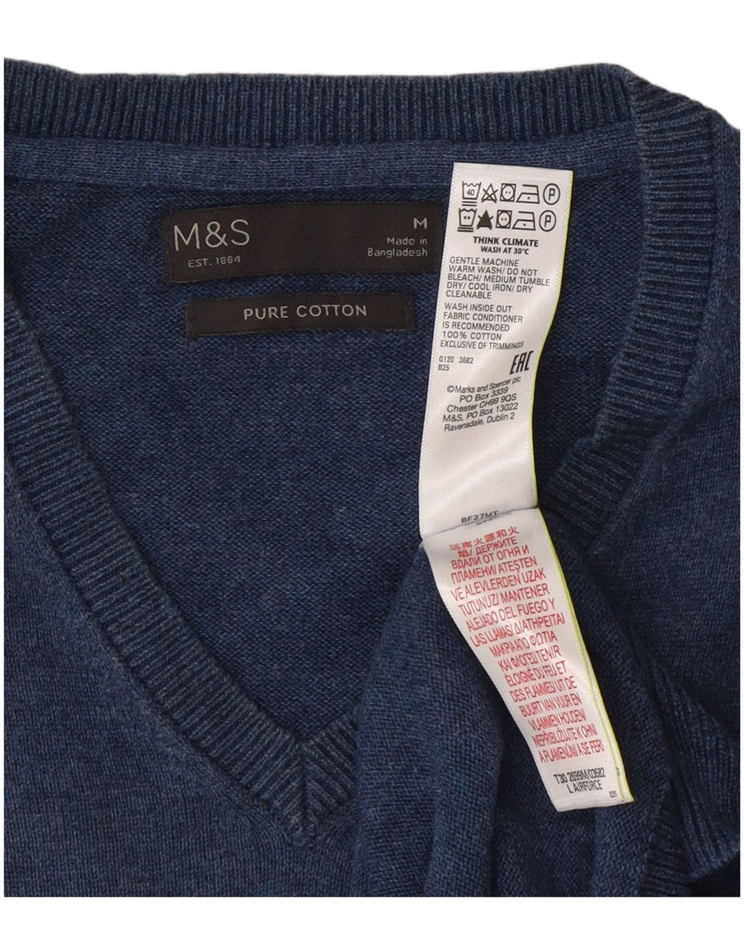 Marks & Spencer - Camiseta sin mangas para hombre, talla mediana, algodón azul marino