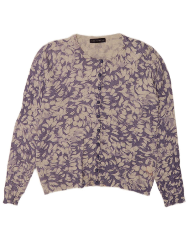 Marks & Spencer Suéter tipo cárdigan para mujer UK 8 Small Púrpura Floral Viscosa
