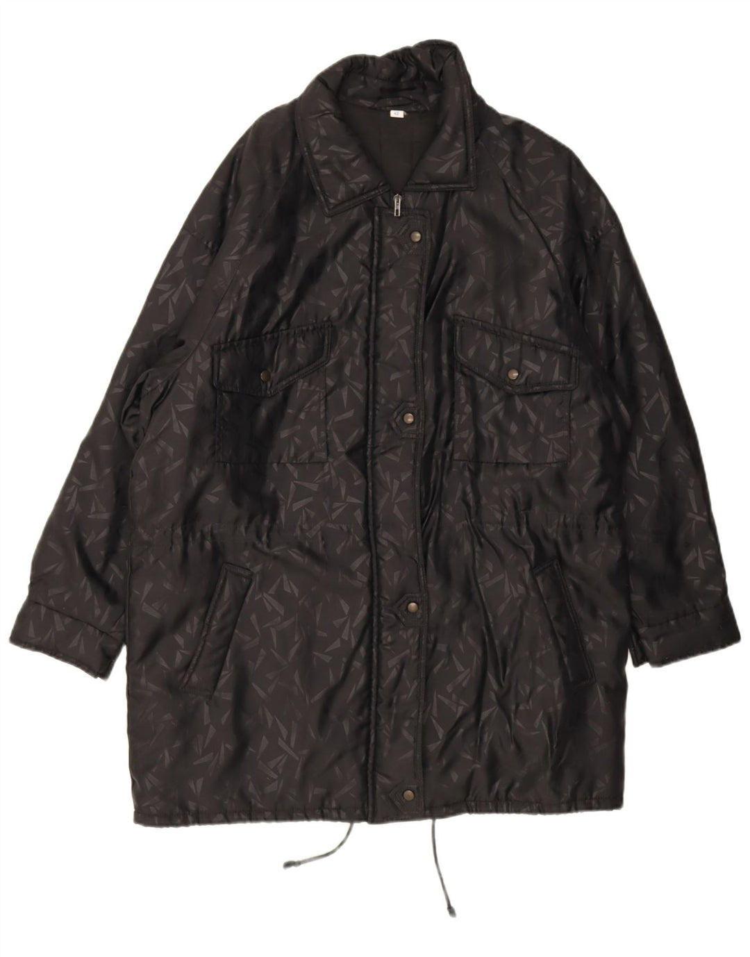 Vintage mujer oversize cortavientos abrigo IT 42 Medio Negro Geométrico