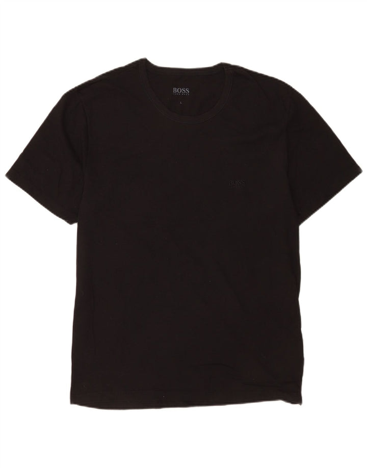 Hugo Boss Hombre Camiseta Top Grande Algodón Negro
