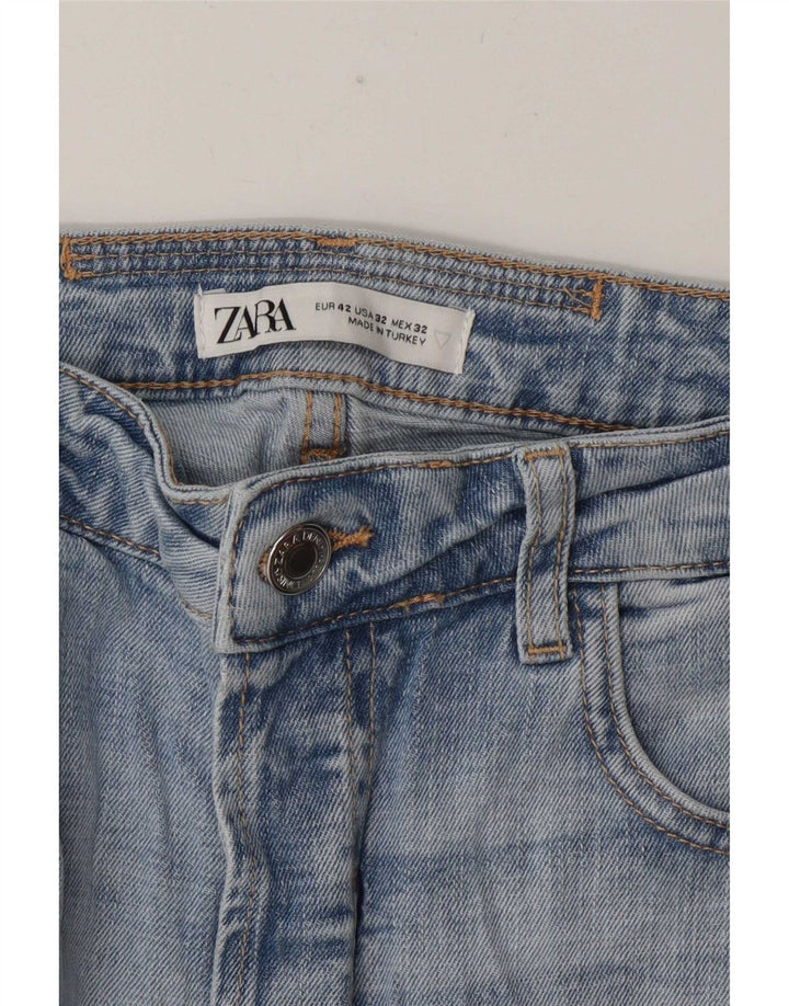 Zara Mens desgastados Slim Jeans UE 42 Grande W32 L28 Azul