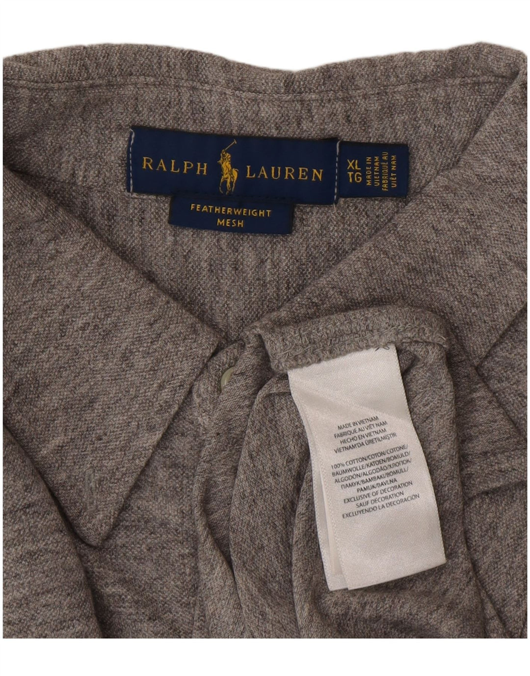 Camisa Ralph Lauren Hombre XL Algodón Moteado Gris
