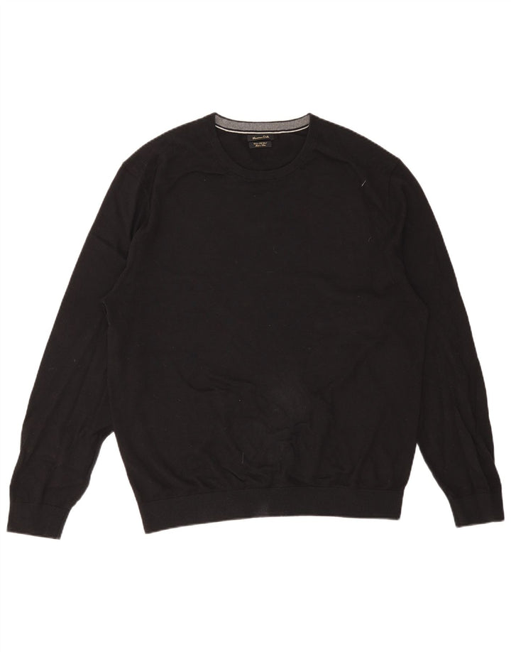 Massimo Dutti Jersey Cuello Redondo Hombre 2XL Algodón Negro