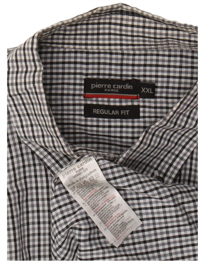 PIERRE CARDIN Camisa de manga corta de ajuste regular para hombre 2XL Poliéster a cuadros gris