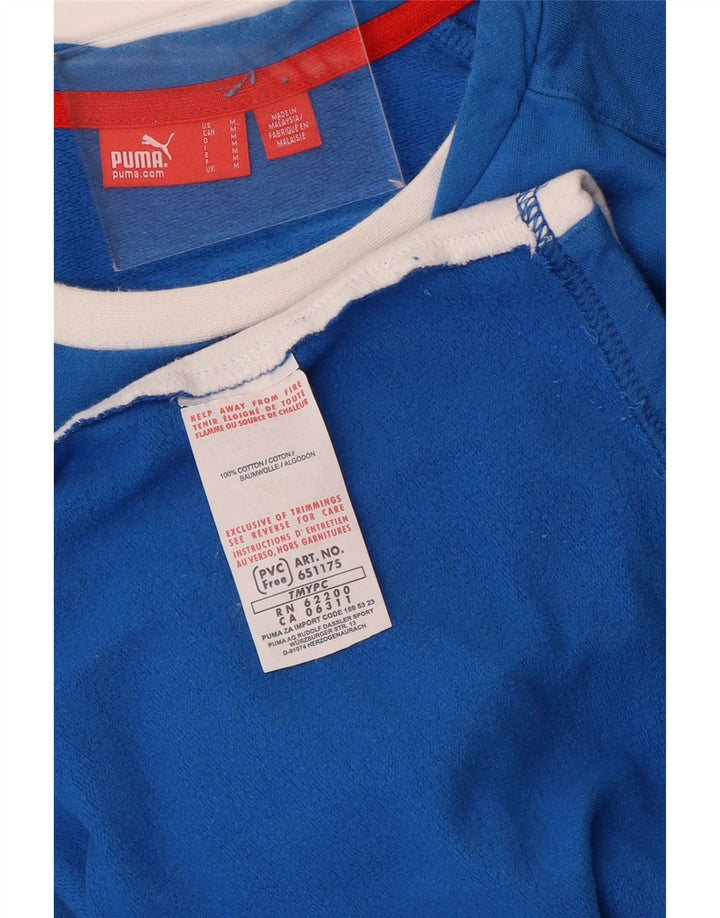 Puma Mujer Top Manga Larga UK 44 Azul Medio Algodón Colorblock