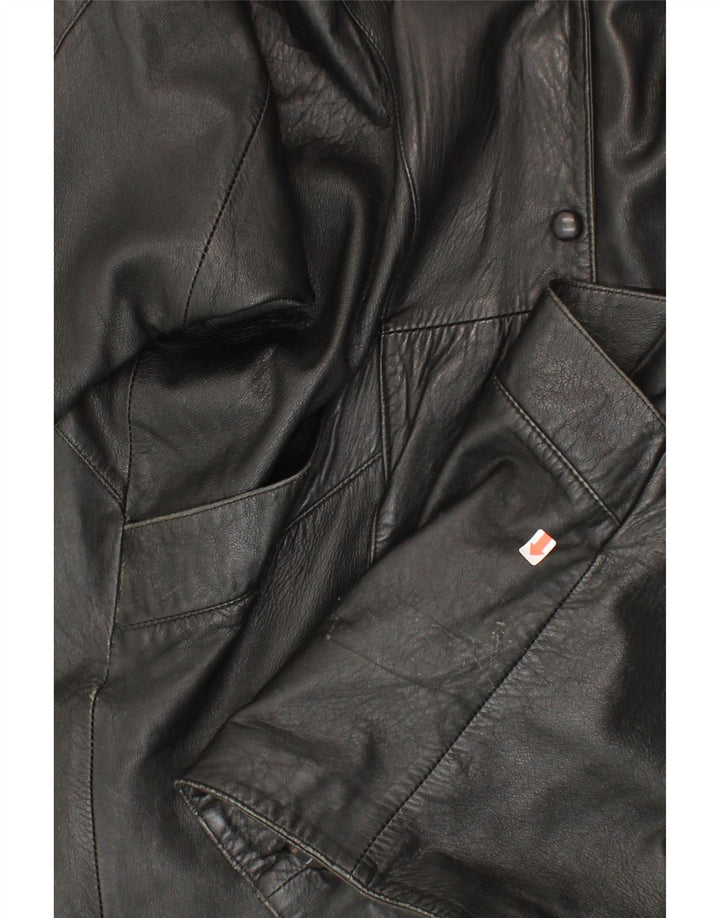 SARDAR Womens Leather Coat UK 18 XL Black Leather Vintage Sardar and Second-Hand Sardar from Messina Hembry 