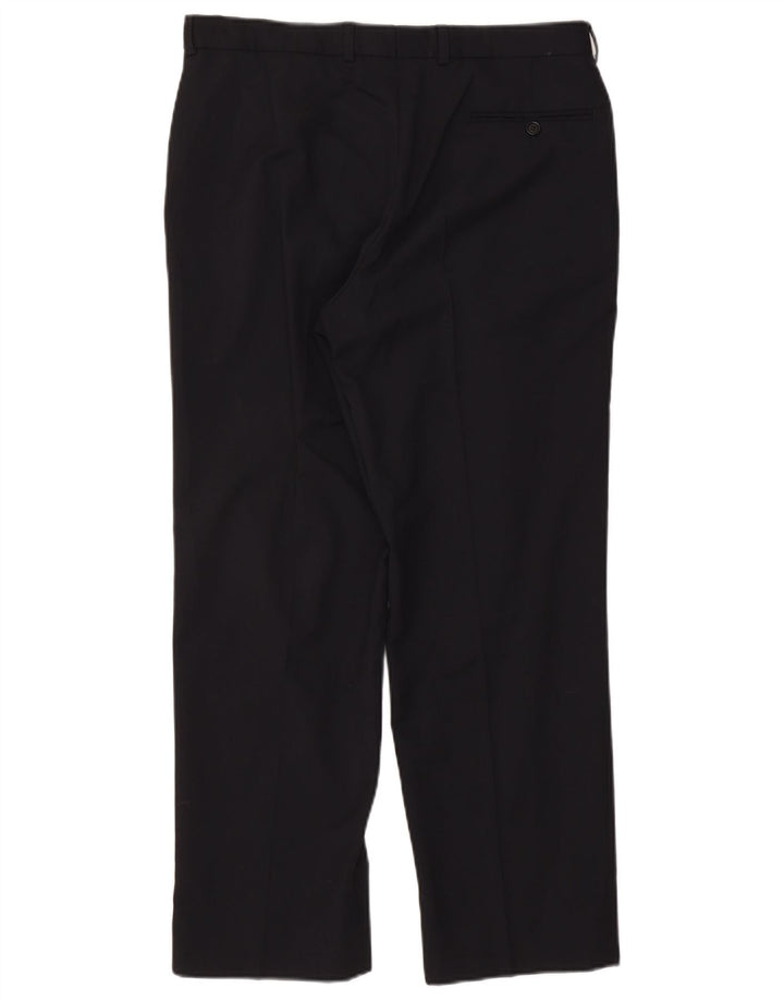 Marks & Spencer Pantalón de traje recto para hombre W34 L29 Lana azul marino