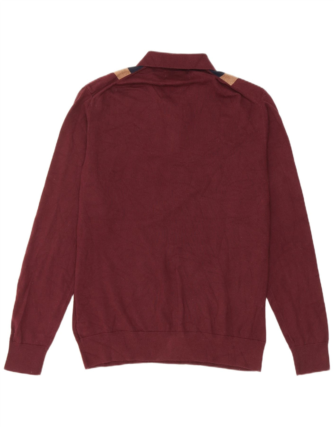 MARKS & SPENCER Jersey tipo polo con cuello tipo polo para hombre color burdeos medio