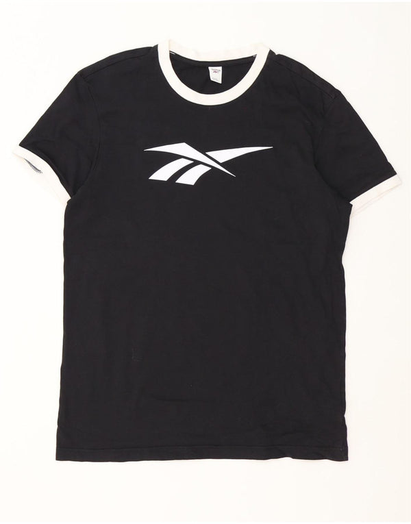 Reebok Camiseta gráfica para hombre Top XL Algodón color block negro