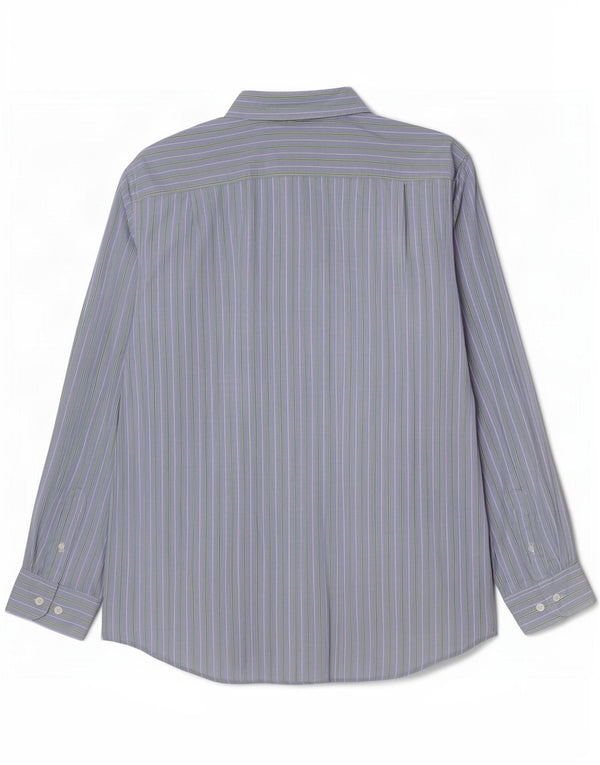 Nautica Mens Shirt Large Blue Striped Cotton